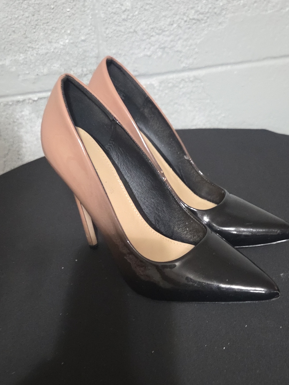 Shoe Dazzle Two-Tone Pointed Stiletto Pumps - Black & Nude Pink